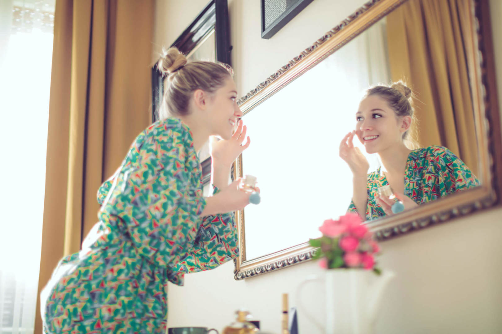 Young woman at home getting ready for new job