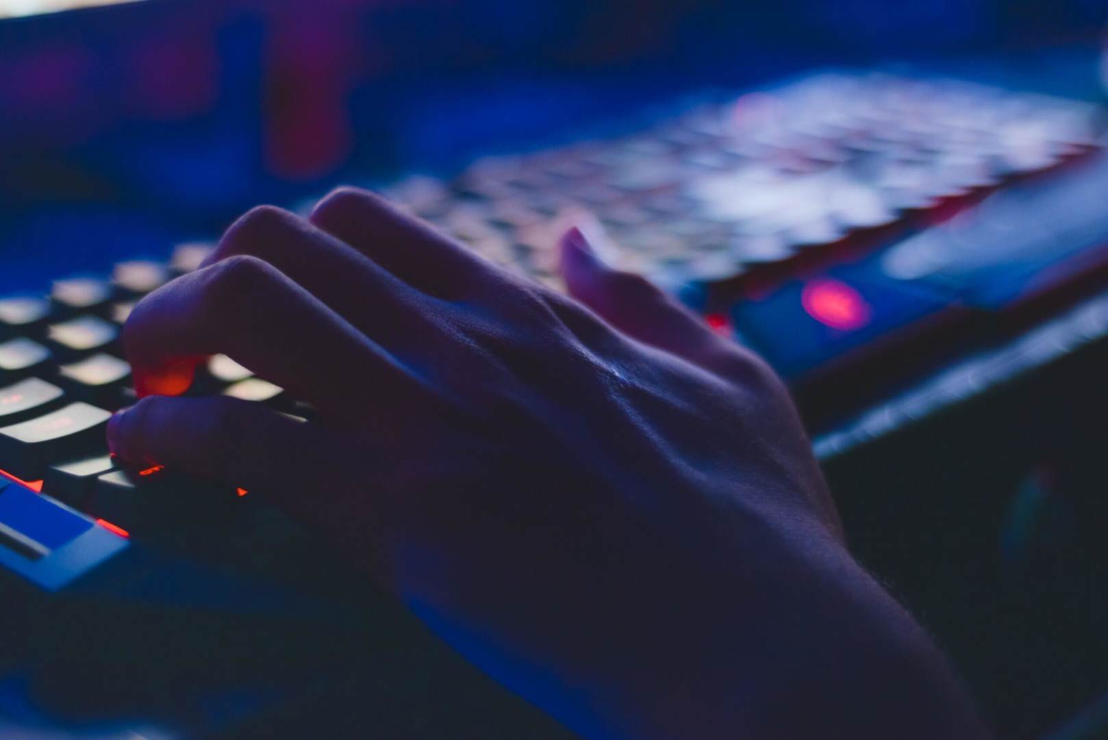 Backlit keyboard in the dark